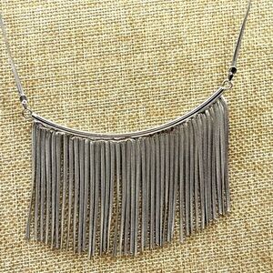 Natasha necklace Bold Chain Bar Necklace Silvertone Necklace with Chains